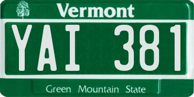 VT license plate YAI381