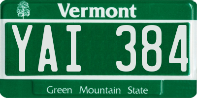 VT license plate YAI384