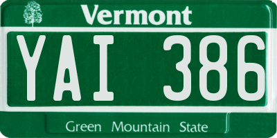 VT license plate YAI386