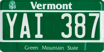 VT license plate YAI387
