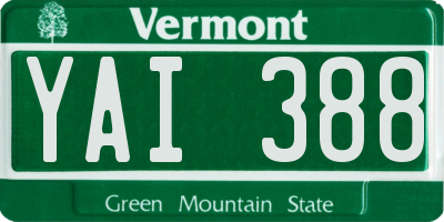 VT license plate YAI388