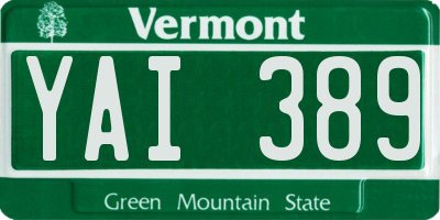 VT license plate YAI389