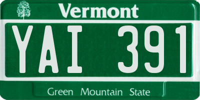 VT license plate YAI391