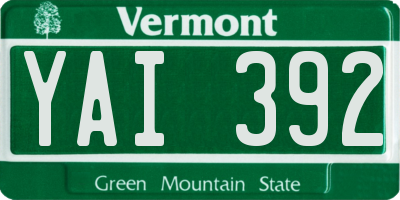 VT license plate YAI392