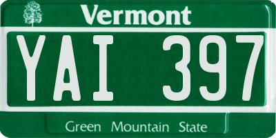 VT license plate YAI397