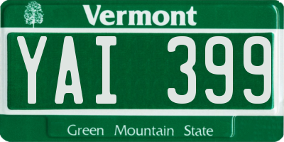 VT license plate YAI399