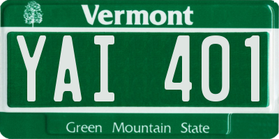 VT license plate YAI401
