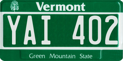 VT license plate YAI402