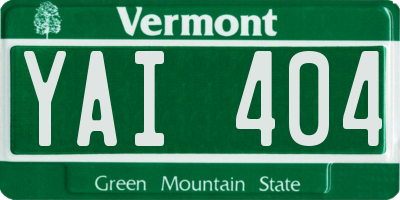 VT license plate YAI404