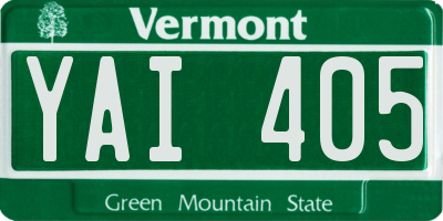 VT license plate YAI405
