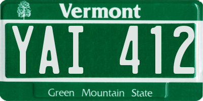VT license plate YAI412