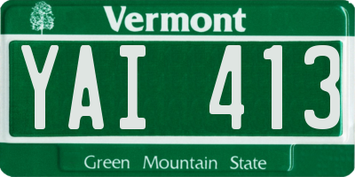 VT license plate YAI413