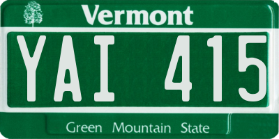 VT license plate YAI415