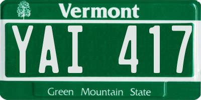 VT license plate YAI417