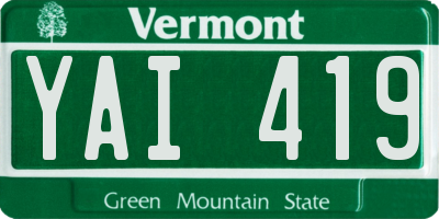VT license plate YAI419