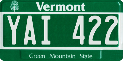 VT license plate YAI422