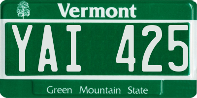 VT license plate YAI425