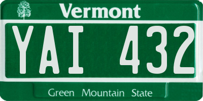VT license plate YAI432