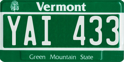 VT license plate YAI433