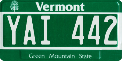 VT license plate YAI442