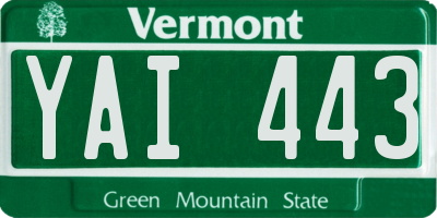 VT license plate YAI443