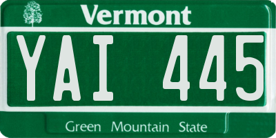 VT license plate YAI445