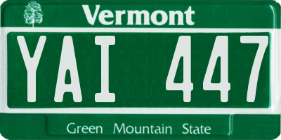 VT license plate YAI447
