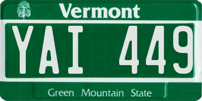 VT license plate YAI449