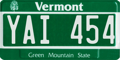 VT license plate YAI454