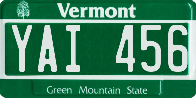 VT license plate YAI456