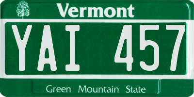 VT license plate YAI457