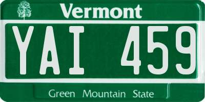 VT license plate YAI459