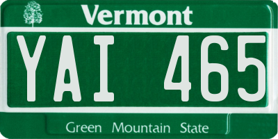 VT license plate YAI465