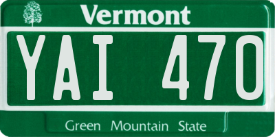 VT license plate YAI470