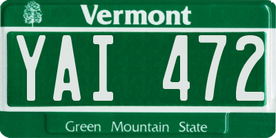 VT license plate YAI472