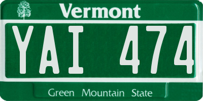 VT license plate YAI474