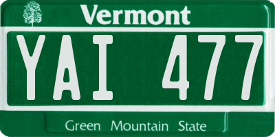 VT license plate YAI477