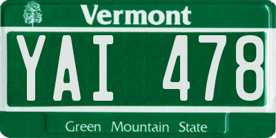 VT license plate YAI478