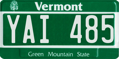 VT license plate YAI485