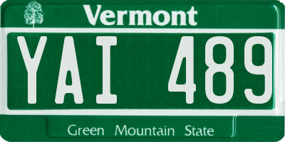 VT license plate YAI489