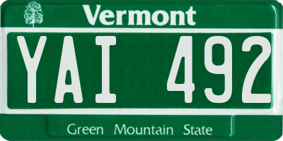 VT license plate YAI492