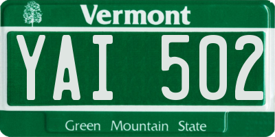 VT license plate YAI502