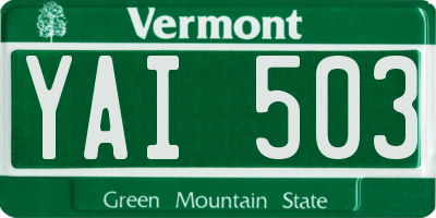 VT license plate YAI503