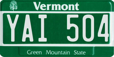 VT license plate YAI504