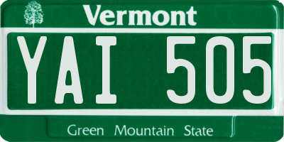 VT license plate YAI505
