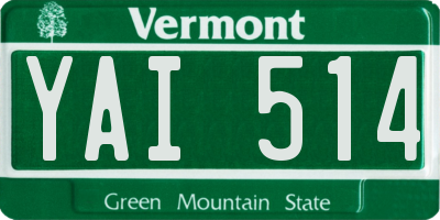 VT license plate YAI514