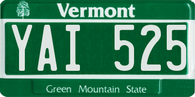 VT license plate YAI525