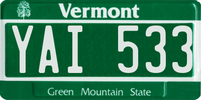 VT license plate YAI533