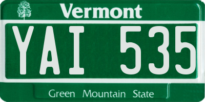 VT license plate YAI535