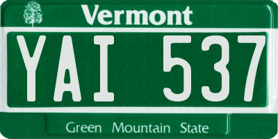 VT license plate YAI537
